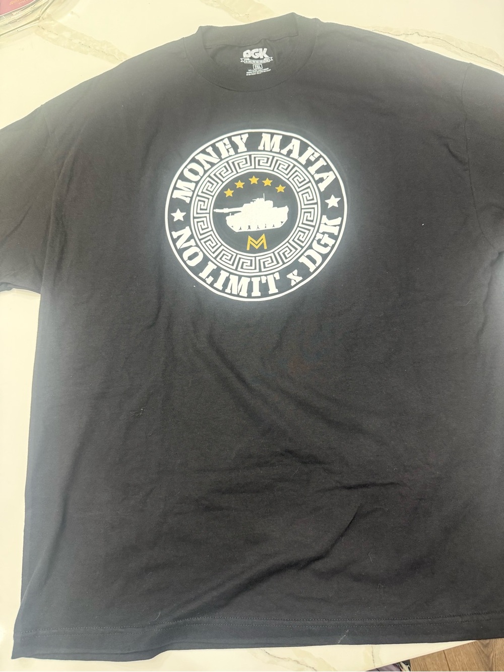 DGK Black Money Mafia Graphic Tee with White and Gold Details